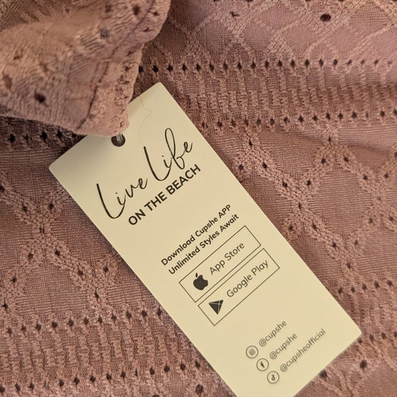 NWT CUPSHE Pink Mauve Eyelet Button Front Mini Dress Size M - Picture 8 of 11